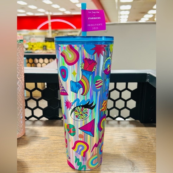 Starbucks Tim Singleton Pride Cup Iridescent Glitter Tumbler Foil 24oz New 2023 - Picture 1 of 10